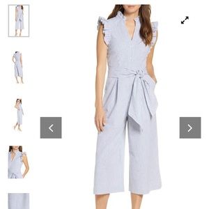 1901 Seesucker Cropped Wide Leg Jumpsuit